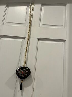 Vintage, Black Beaded Crossbody Purse with Tassel